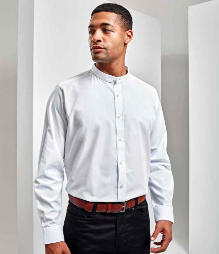 Premier Long Sleeve Grandad Shirt - WHI - S